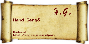 Hand Gergő névjegykártya